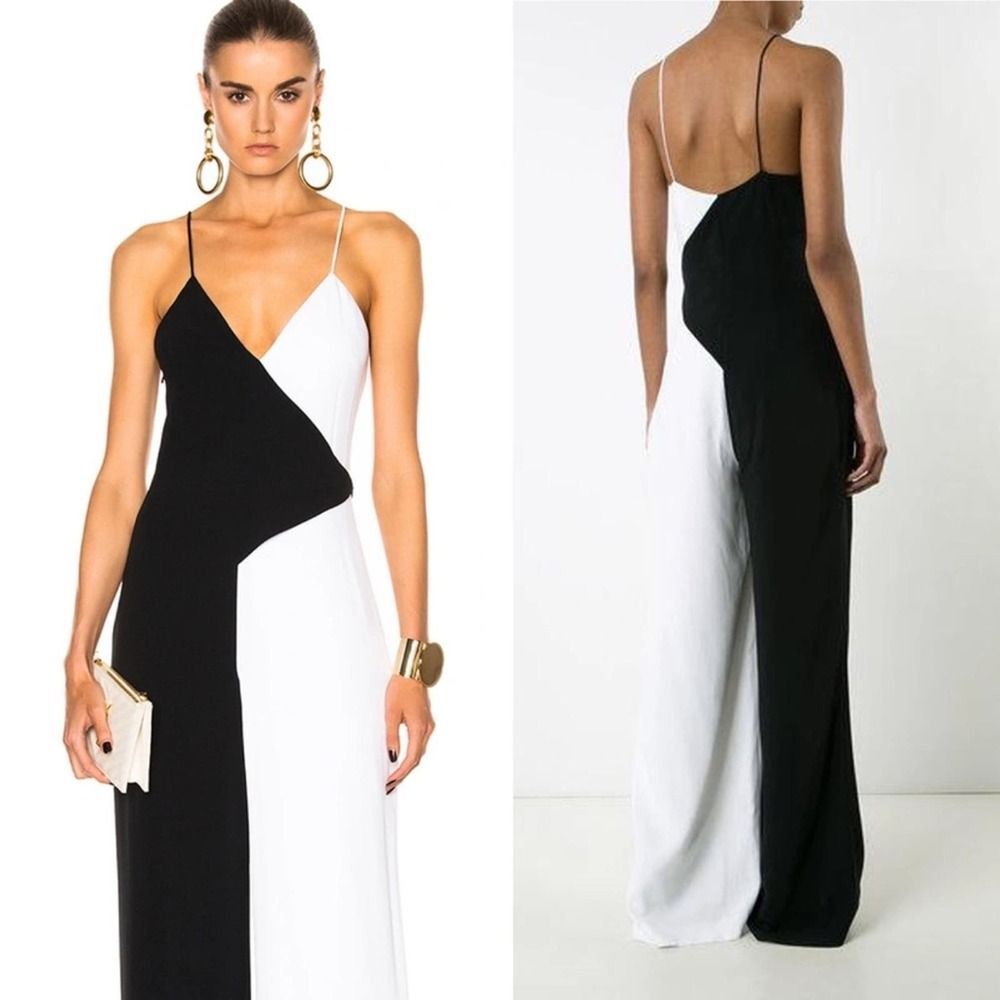 Cushnie Et Ochs Colorblock Jumpsuit Wide Leg Sleeveless White/Black Size 4 - Picture 3 of 14